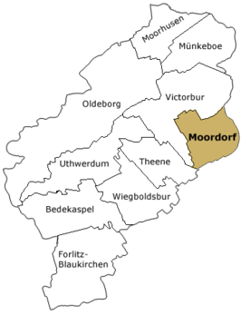 Ligging van Moordorf binnen de gemeente Südbrookmerland