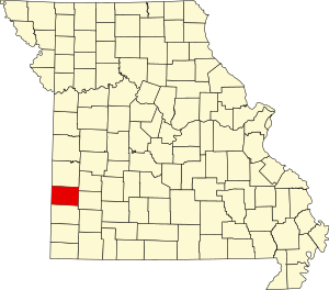 Map of Missouri highlighting Barton County