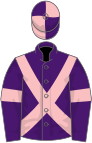 Purple, pink cross belts and armlets, quartered cap