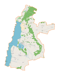 Mapa konturowa gminy Pęczniew, na dole po lewej znajduje się punkt z opisem „Brzeg”