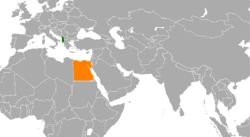 Map indicating locations of Albania and Egypt