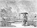 Regenschirm im Rokoko, Kupferstich von Daniel Chodowiecki, 1774