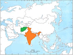 Map indicating locations of Afghanistan and India