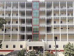 repeating balconies of building