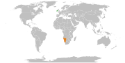 Location map for Ireland and Namibia.