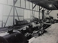 Maschinensaal, im Vordergrund die Transmission, 1916