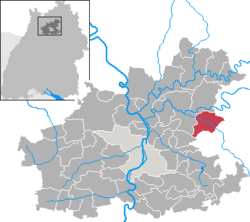 Elhelyezkedése Baden-Württemberg térképén