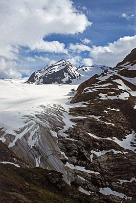 Mittelbergferner vanuit het zuiden, vanaf de weg naar de Braunschweiger Hütte, juli 1999