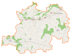 Mapa konturowa powiatu gostyńskiego, blisko górnej krawiędzi znajduje się punkt z opisem „Gaj”