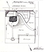 Urealisert utkast av Lilla Hansen til situasjonsplan for Trosterudveien 10, 1912.