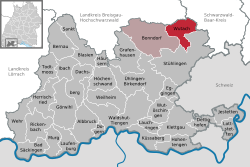 Elhelyezkedése Baden-Württemberg térképén