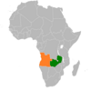 Location map for Angola and Zambia.