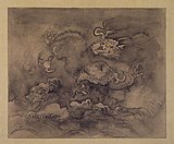 Dragon clouds and waves, 16th-17th century