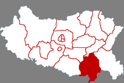 Location of Wei County within Handan, China