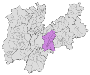 Location of Alta Valsugana e Bersntol within Trentino.