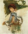 Édouard Manet: Julie Manet auf einer Gießkanne sitzend 1882