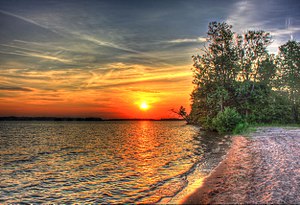 Buckhorn State Park: Sonnenuntergang über dem Castle Rock Lake