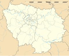 Mapa konturowa Île-de-France, u góry po lewej znajduje się punkt z opisem „Jouy-le-Moutier”