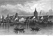 Königsberger Schloss um 1840 (Stahlstich nach einer Zeichnung von B. Peters)