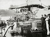 Damage to Japanese armored cruiser Nisshin after a direct hit by a 12-inch shell during the Battle of Tsushima in May 1905. The explosion injured future Admiral Isoroku Yamamoto.