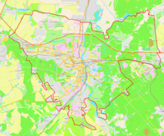 Mapa konturowa Penzy, blisko dolnej krawiędzi znajduje się punkt z opisem „PEZ”