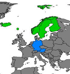 Land hvor Gunnar (grønt) er mye brukt