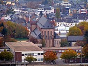 La chiesa nel 1684: veduta da Petrisberg (est)