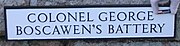 Name plate on Colonel George Boscawen's Battery