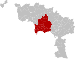 Location of the arrondissement in Hainaut