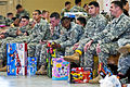 American soldiers with toys to donate