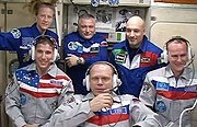 Expedition 37 crew in Zvezda