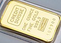 Goldbarren der Credit Suisse mit einem Gewicht von einer Feinunze (troy ounce)