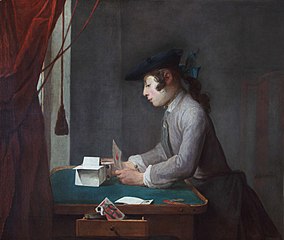 Jean-Siméon Chardin, Le Faiseur de Châteaux de Cartes (Kartlardan Ev Yapan Çocuk), 1735