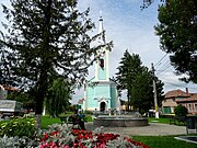 Roman Catholic church in Gurghiu village center