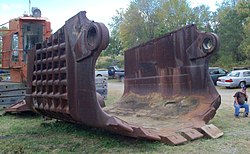 Bucket and cab of The Silver Spade at Harrison Coal and Reclamation Park on Stumptown Road