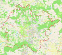 Mapa konturowa Tuły, blisko centrum na dole znajduje się punkt z opisem „Stadion Arsienał”