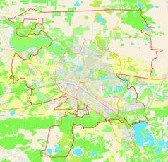 Mapa konturowa Tiumenia, blisko lewej krawiędzi znajduje się punkt z opisem „miejsce zdarzenia”