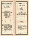 „Editiones Insulae“, Erste Lieferung mit 7 Reihen­titeln (I.V. 41?, 1920)