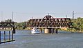 The swing span turned to allow a boat to pass