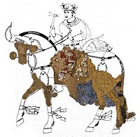 King Varkhuman on horse, Afrasiab remaining parts and reconstitution.[12]