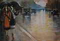 Berliner Straße im Regen, um 1925, Pastell auf Pappe, 35,5 × 49 cm