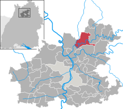 Elhelyezkedése Baden-Württemberg térképén