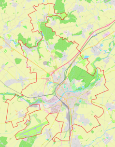 Mapa konturowa Przerowa, blisko centrum na dole znajduje się punkt z opisem „Přerov”