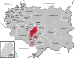 Elhelyezkedése Baden-Württemberg térképén