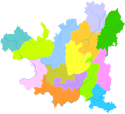 Yuqing is the division at the southeastern corner of this map of Zunyi