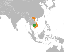 Cambodja (groen) en Vietnam (oranje).