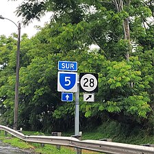 PR-5 south at PR-28 intersection in Bayamón