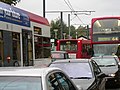 Tram in traffic at West Croydon