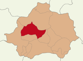 Map showing Emet District in Kütahya Province