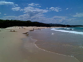 Het strand van Kioloa gezien vanuit het zuiden.